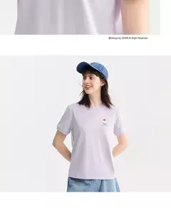 Semir Luo-camiseta negra pequeña de manga corta para mujer, blusa bonita con estampado juguetón, jersey de cuello redondo de dibujos animados, novedad de verano 2024