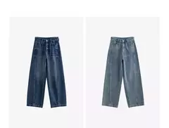 TOYOUTH-pantalones vaqueros de pierna ancha para mujer, Vaqueros largos de tiro alto con abertura, diseño perezoso, Otoño, 2024 - tienda en línea