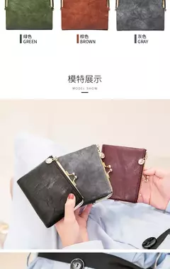MIYIN-cartera pequeña de cuero para mujer, monedero Vintage plegable, compacto, con cremallera y cierre de beso - tienda en línea
