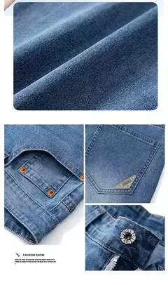 Primavera Verano hombres Color sólido lavado azul claro negocios Casual versátil suave transpirable suelto recto pantalones elásticos para hombres - buy online