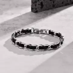 Vnox-pulseras de cadena negras para hombre y mujer, elegantes pulseras de cadena de eslabones cubanos de acero inoxidable de 7,5 MM, joyería de regalo