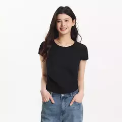 Semir-Camiseta de manga corta para mujer, Top recortado ajustado con hombros descubiertos, Top bordado de verano 2025, versátil para trajes elegantes - Eleganzie