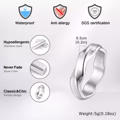 Vnox 2025 Nuevo anillo Mobius para hombres y niños, banda para el dedo de acero inoxidable trenzado oxidado, regalo de aniversario de amor sin fin retro para él
