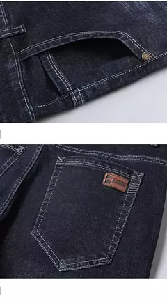 Pantalones vaqueros elásticos de Ajuste Recto para hombre, pantalones vaqueros suaves de color negro, 2023 - tienda en línea