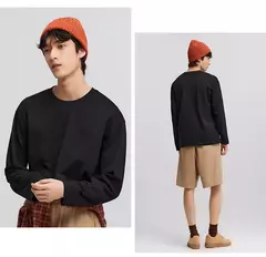 Semir-Camiseta de manga larga para hombre, capa interior de algodón puro, Top básico de primavera 2025, Color sólido, estilo básico versátil para pareja - Eleganzie