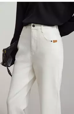 Amii 2025 primavera Casual Slim mujeres Jeans pantalones elásticos de cintura algodón Jeans cónicos moda alta calidad DenimTrousers 12541126 en internet