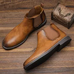 40 ~ 46 Botas Chelsea para hombre 2024 Botas cómodas de cuero de moda para hombre - comprar en línea