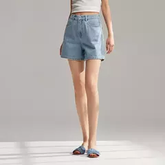Imagen de Semir-pantalones cortos holgados para mujer, Shorts sencillos e informales, versátiles y a la moda, estilo Ins, novedad de verano 2024