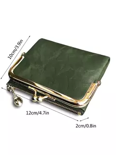 MIYIN-cartera pequeña de cuero para mujer, monedero Vintage plegable, compacto, con cremallera y cierre de beso en internet