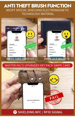 Cartera BULLCAPTAIN RFID para hombre, monedero de cuero para hombre, cartera con cremallera, tarjetero, monedero, tarjetero - comprar en línea