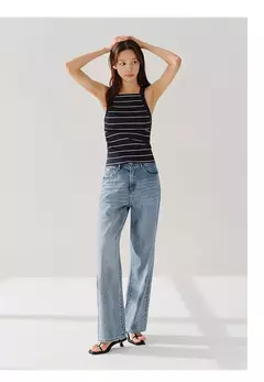 Semir Jeans Mujer High Street pantalones largos 2024 primavera nuevos pantalones de pierna ancha en internet