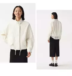 Imagen de Semir-ropa de abrigo para mujer, chaqueta holgada con hombros caídos y cuello levantado, nueva chaqueta con estampado de letras, primavera 2024