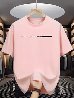 Camiseta holgada informal para hombre, camisa de manga corta con cuello redondo y estampado de letras grandes, 100% algodón, estilo Unisex - online store