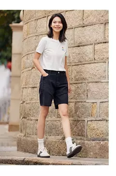 Semir Luo-camiseta negra pequeña de manga corta para mujer, blusa bonita con estampado juguetón, jersey de cuello redondo de dibujos animados, novedad de verano 2024 - Eleganzie