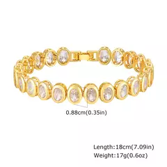 Pulsera de Cadena con Bloques e Incrustaciones de Circonita – Lujo Dorado - comprar en línea