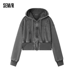 Semir-Chaqueta corta con capucha para mujer, abrigo holgado con bordado elegante, flor de ciruelo, novedad de otoño, 2024 - comprar en línea