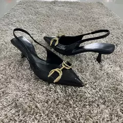 Zapatos de tacón alto de aguja para mujer, calzado de cuero negro, punta estrecha, Sexy, talla grande 42, 2023 on internet