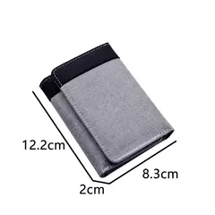 Cartera de lona para hombre, tarjeteros de identificación/foto, tarjetero negro/azul/gris, funda tipo billetera con 8 ranuras, monedero masculino con cerrojo, Mini billetera triple para hombre en internet