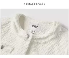 Semir-abrigo de manga corta para mujer, chaqueta ajustada con hombreras y borlas, elegante y suave, estilo carbón, novedad de 2024 - tienda en línea