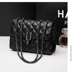 Lingge-Bolso de hombro cuadrado para mujer, bolso de cadena con detalle acolchado, bandolera completa, cartera abatible
