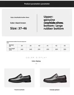 Imagen de Zapatos de cuero genuino, mocasines para Hombre, zapatos de cuero informales de negocios, mocasines suaves clásicos, zapatos planos transpirables para Hombre