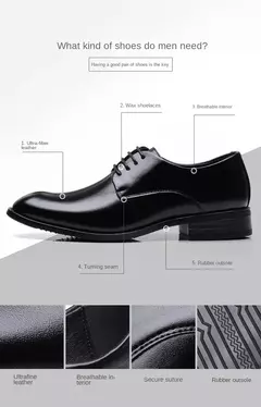 Zapatos de cuero transpirables para hombre, calzado Formal de negocios, Punta puntiaguda, con cordones, para boda, talla grande, Amazon - Eleganzie