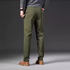 Pantalones informales 97% algodón para hombre, moda de otoño, cómodos, elásticos, ajustados, rectos, de negocios, negro, verde militar, caqui - buy online
