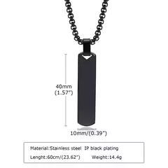 Vnox-Collar de barra inicial para hombres, colgante de barra Vertical geométrica gruesa con letras de A-Z, Collar Simple informal, regalo para él