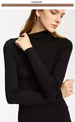 AMII suéter minimalista para mujer 2023 invierno nuevo Simple ajustado cuello alto elástico cálido sólido jerseys Mujer 12323075