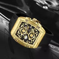 Marca de moda NAVIFORCE, relojes de cuarzo con diseño dorado para hombre, reloj de pulsera informal para hombre, reloj multifunción de PU resistente al agua de gran diámetro on internet
