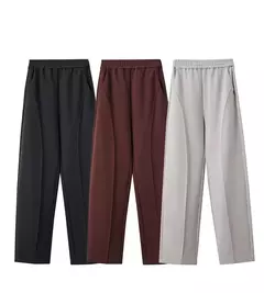 AMII minimalismo 2024 primavera nuevo Arco Split pantalones casuales de las mujeres de cintura alta pantalones de plátano básico femenino pantalones sueltos 12421059