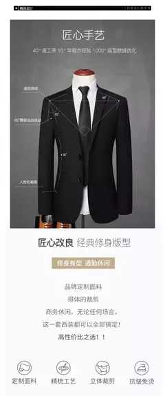 Image of S-8XL (Blazer + Pantalones) Traje de estilo británico ajustado para boda, informal, de negocios, para exteriores, tendencia de caballero, de un solo pecho