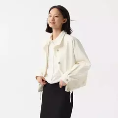 Semir-ropa de abrigo para mujer, chaqueta holgada con hombros caídos y cuello levantado, nueva chaqueta con estampado de letras, primavera 2024 en internet