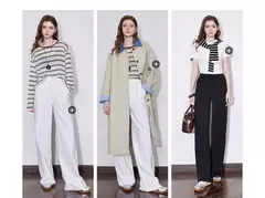Imagen de TOYOUTH, pantalones informales para mujer, primavera 2025, nuevos pantalones largos de algodón de pierna ancha rectos ajustados de cintura alta, color blanco