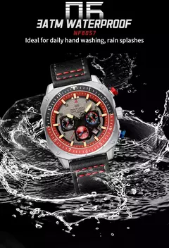 NAVIFORCE, relojes deportivos multifunción resistentes al agua para hombre, reloj de pulsera cuadrado luminoso analógico de cuarzo de marca de lujo de cuero de moda - tienda en línea