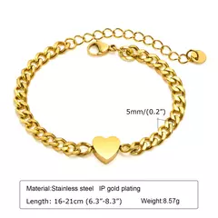 Pulseras de Pareja Love Heart de Acero Inoxidable – Elegancia Ajustable