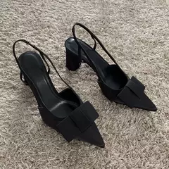 Sandalias de tacón con diseño de nudo de mariposa para mujer, zapatos de vestir elegantes a la moda, zapatos de tacón con punta estrecha para mujer, tacones altos con talón descubierto 2025