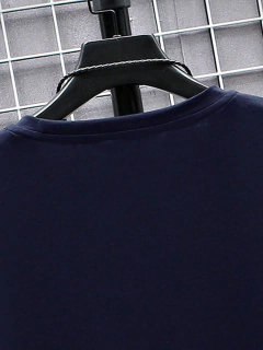 Camiseta de manga corta con cuello redondo para hombre, 100% algodón, talla grande, cómoda, con estampado de letras PARIS, ajustada, informal, deportiva - Eleganzie