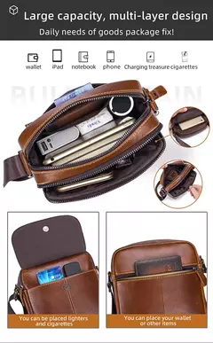 Bolso bandolera de cuero BULLCAPTAIN para hombre, bolsos de hombro de negocios adecuados para Ipad de 7,9 pulgadas, Mini bolsos cruzados para hombre de alta calidad en internet