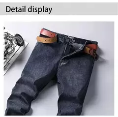 2025 moda cuatro estaciones clásico azul negro trabajo pantalones vaqueros hombres Jeans Casual recto estiramiento ropa de marca masculina on internet