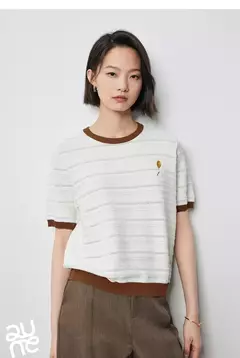 TOYOUTH-prendas de punto para mujer, Tops ahuecados con cuello redondo y contraste de Color, novedad de verano 2024 - tienda en línea