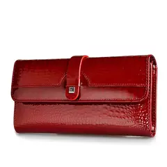 Bolsos de mano de cuero genuino para mujer a la moda Carteras de diseño de lujo Monederos largos brillantes 2022 Bolso de mano elegante para mujer - comprar en línea
