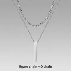 Vnox Collares de barra vertical 3D para hombres, colgante geométrico de acero inoxidable en capas, cadena cubana de cuerda de trigo en capas, collar para niño en internet