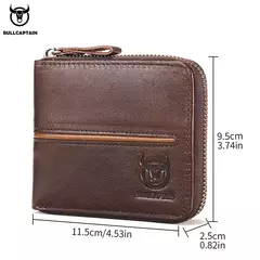 Cartera Bullcaptain retro RFID con cremallera y compartimento para hombre, tarjetero RFID, mini cartera de cuero antirrobo para hombre - comprar en línea