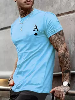 Camiseta de manga corta con cuello redondo y estampado de letras grandes para hombre, 100% algodón, informal, holgada, de verano on internet