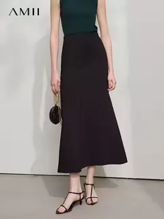 AMII falda minimalista sirena para mujer 2025 primavera nueva elegante Oficina señora sólido longitud media faldas elásticas delgadas 12521065
