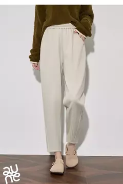 TOYOUTH, pantalones informales de lana para mujer, Otoño Invierno 20224, nueva cintura media, pantalones Harem ajustados y gruesos cálidos hasta el tobillo - Eleganzie
