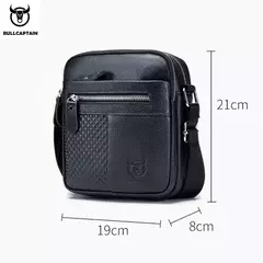 BULLCAPATIN Bolso de hombro de cuero genuino para hombre, maletín tipo mensajero, bolso cruzado, bolso de viaje - Eleganzie