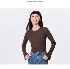 Imagen de Semir-Camiseta de manga larga para mujer, camisa de fondo cómoda, ajustada, se puede usar fuera