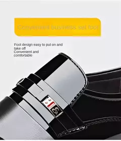 Zapatos de cuero formales para hombres, modernos y versátiles, informales de negocios, sencillos, sin cordones, zapatos de cuero informales perezosos - Eleganzie